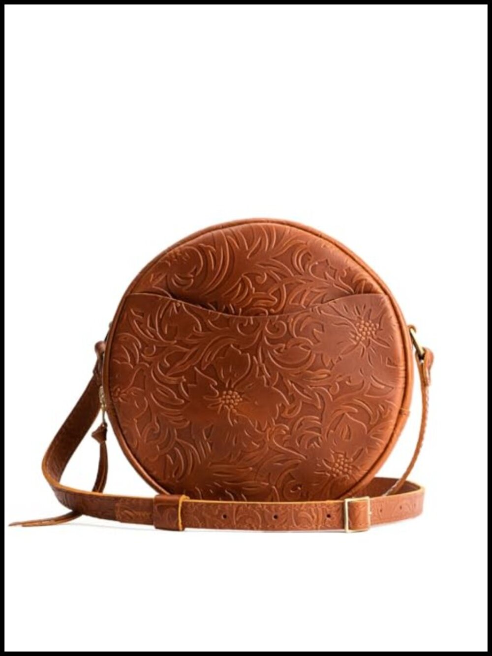 Full-Grain Leather Circle Crossbody Bag Small Minimalist Purse